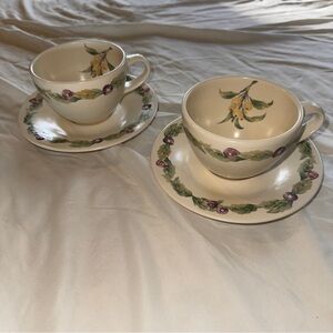 Pfaltzgraff Jamberry Set Of 2 Each Coffee Cups & Saucers